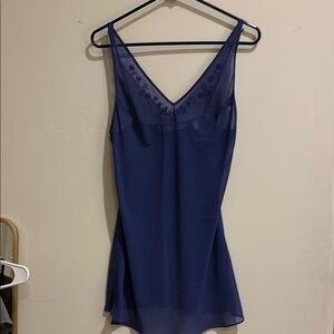 Elegant Blue Sheer V-Neck Top